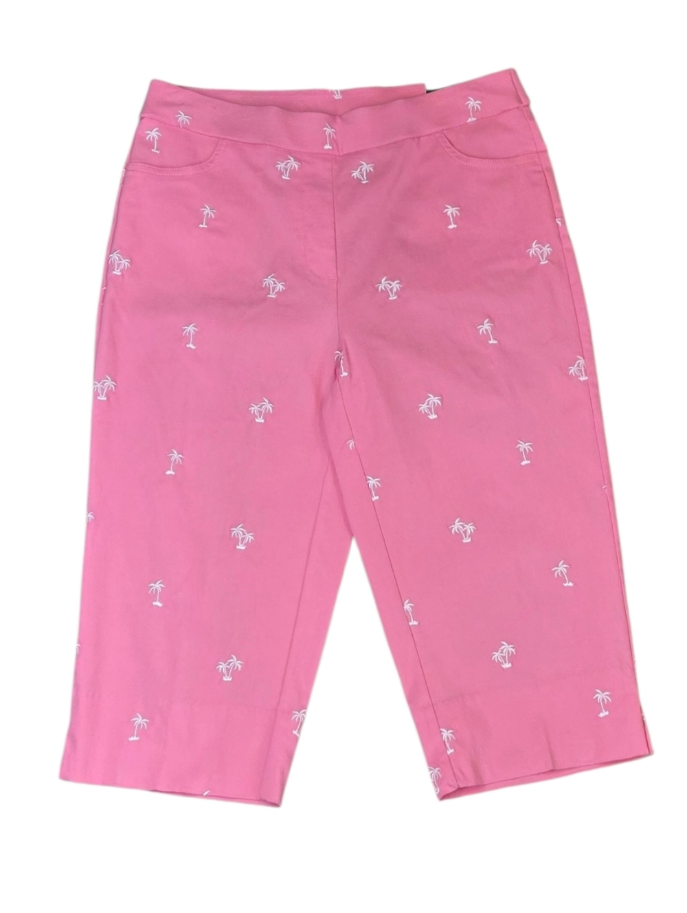 Alfred Dunner Allure Miami Beach Pink Palm Tree Clam Digger Capri Pants Size 6P - Picture 3 of 17